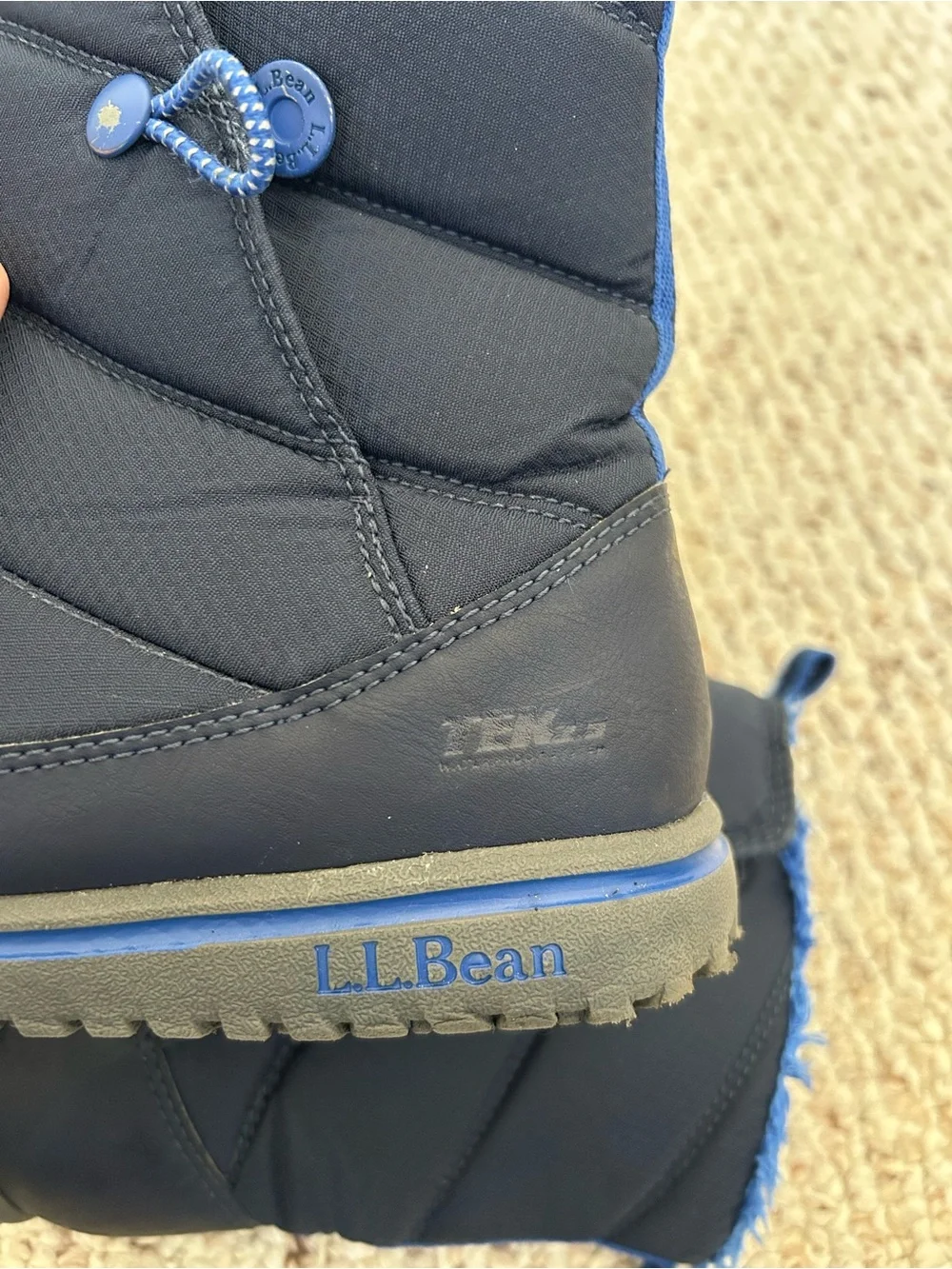 L.L. Bean Kids Size 3 Ultralight Snow Boots Navy Blue Waterproof Insulated